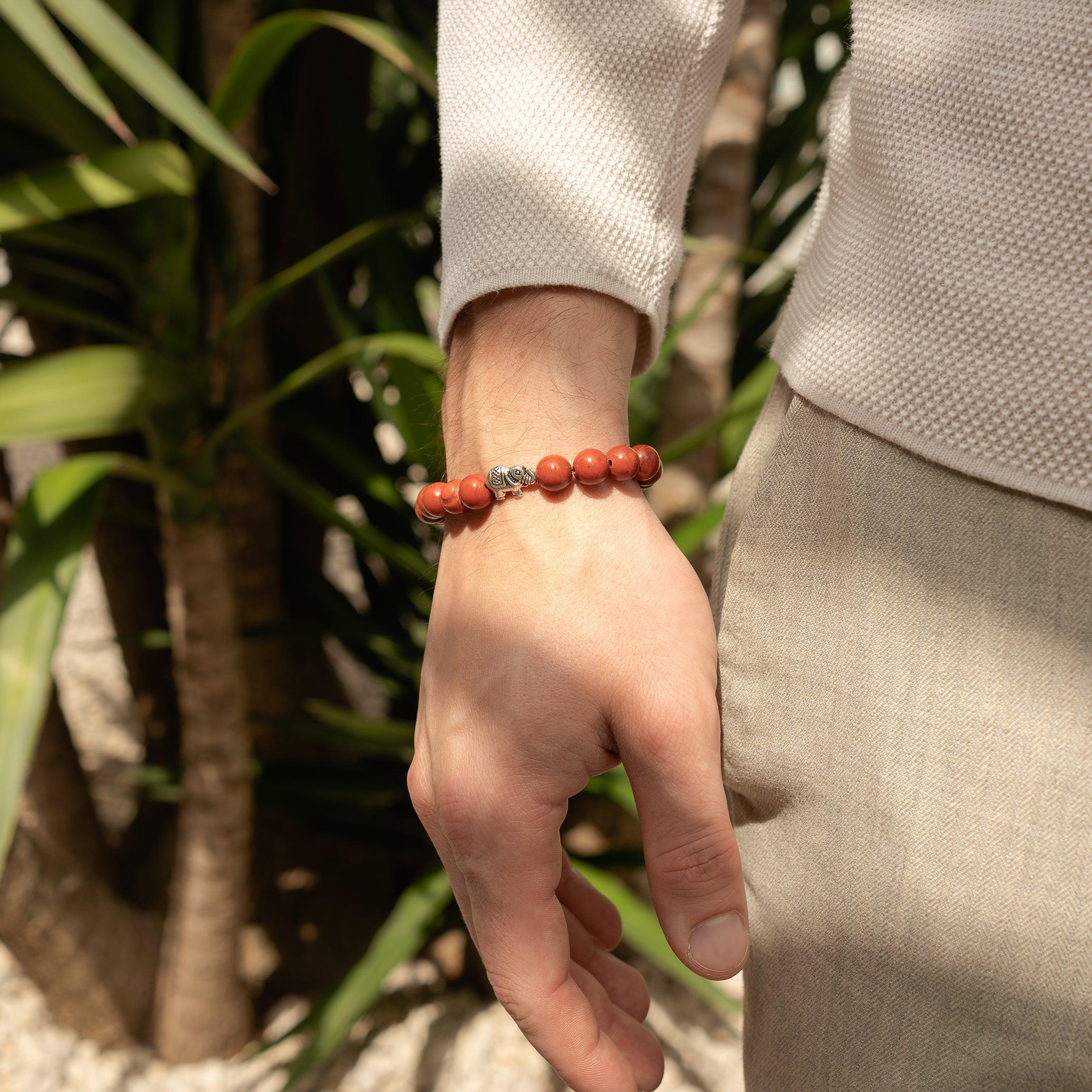 Bracelet Ganesh en Jasper Rouge