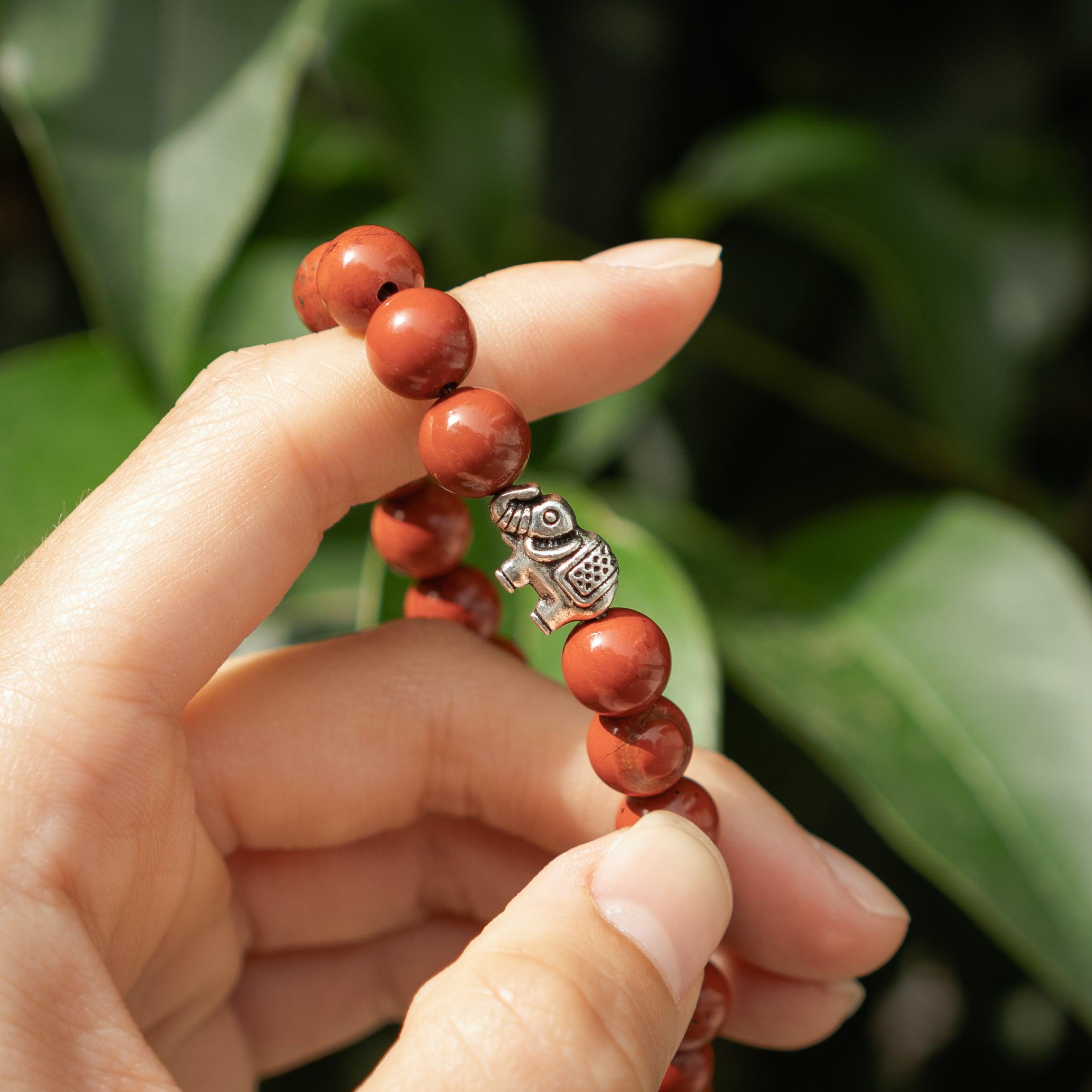 Bracelet Ganesh en Jasper Rouge