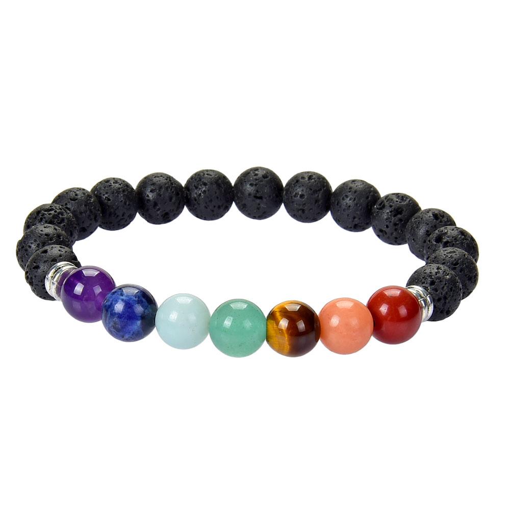 Bracelet des 7 Chakras en Pierres Naturelles et Lave – Harmonisation et Équilibre Énergétique