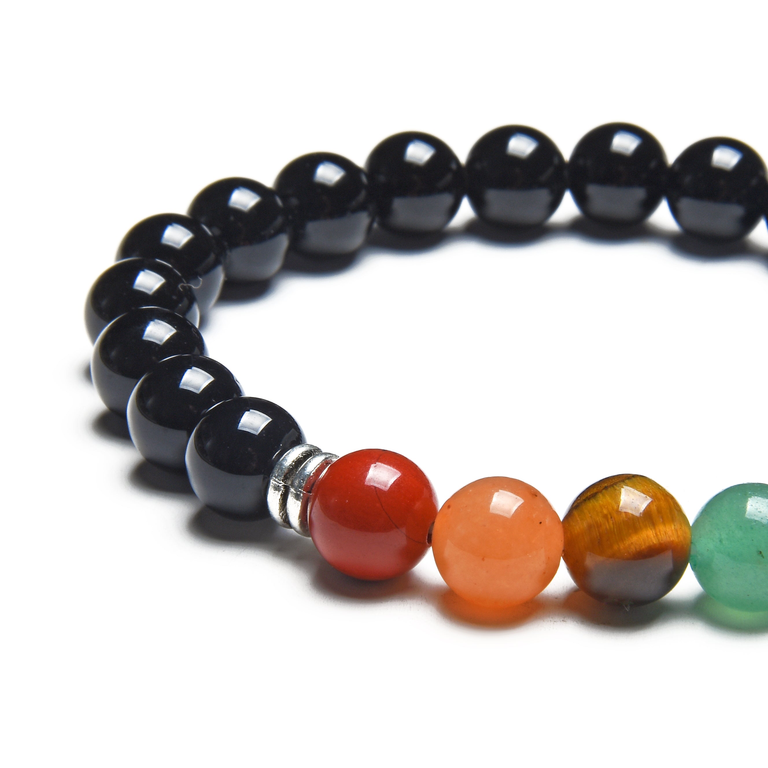 Bracelet des 7 Chakras en Pierres Naturelles et Onyx Noir – Équilibre Énergétique et Protection