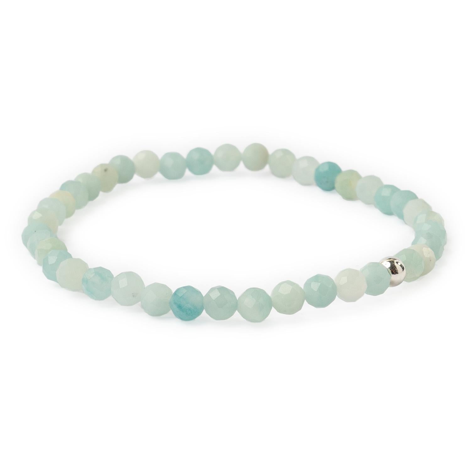 Bracelet en Amazonite Facettée 4mm avec Perle en Argent 925 – Bijou Élégant et Apaisant