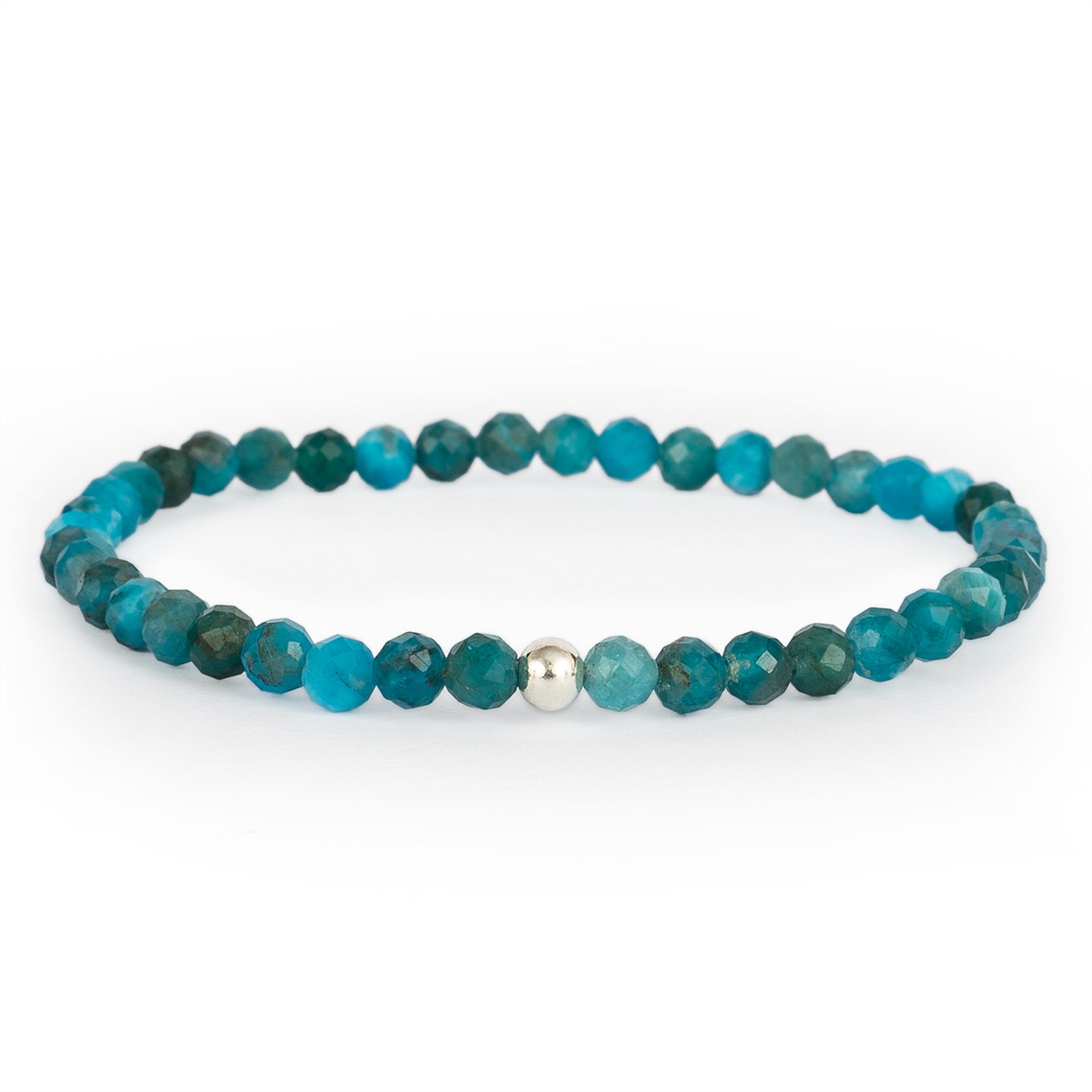 Bracelet en Apatite Facettée 4mm avec Perle en Argent 925 – Bijou Énergisant et Inspirant pour la Créativité