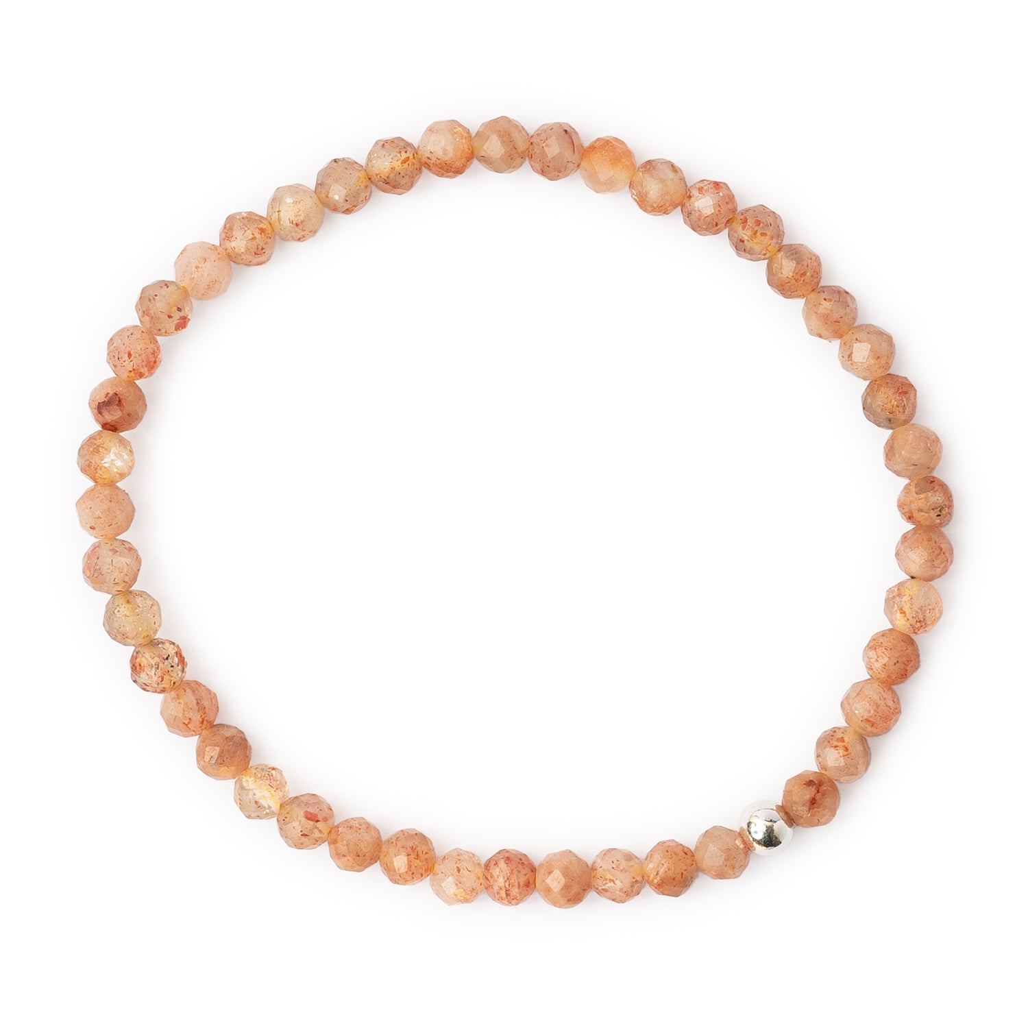 Bracelet en Aventurine Orange Facettée 4mm avec Perle en Argent 925 – Bijou de Joie et de Créativité