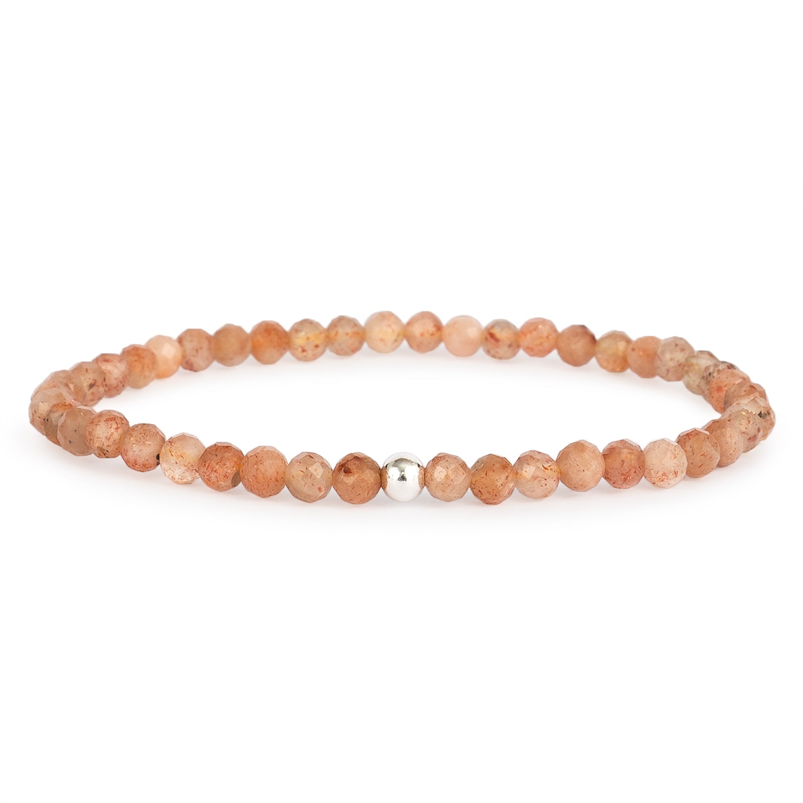 Bracelet en Aventurine Orange Facettée 4mm avec Perle en Argent 925 – Bijou de Joie et de Créativité