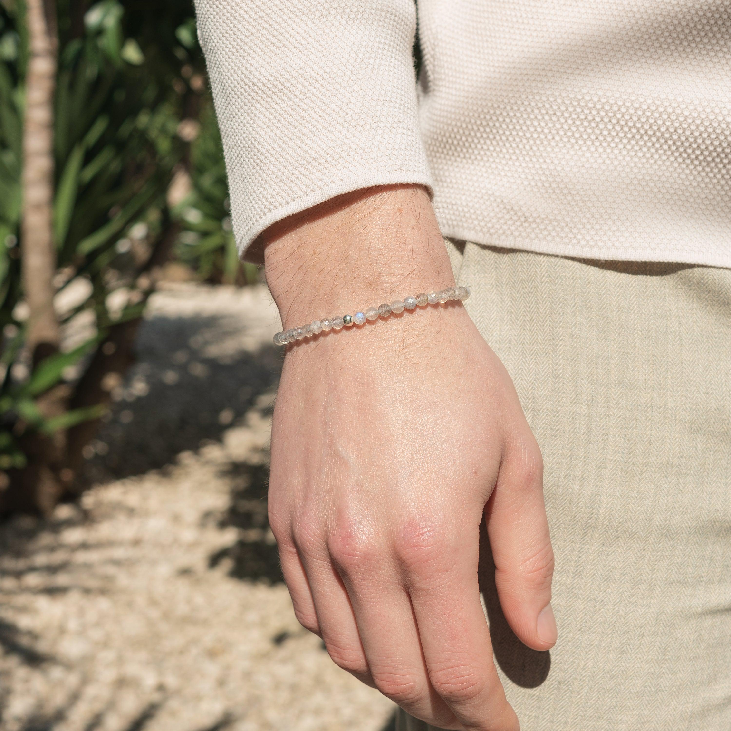 Bracelet en Labradorite Facettée 4mm avec Perle en Argent 925 – Bijou de Protection et de Transformation