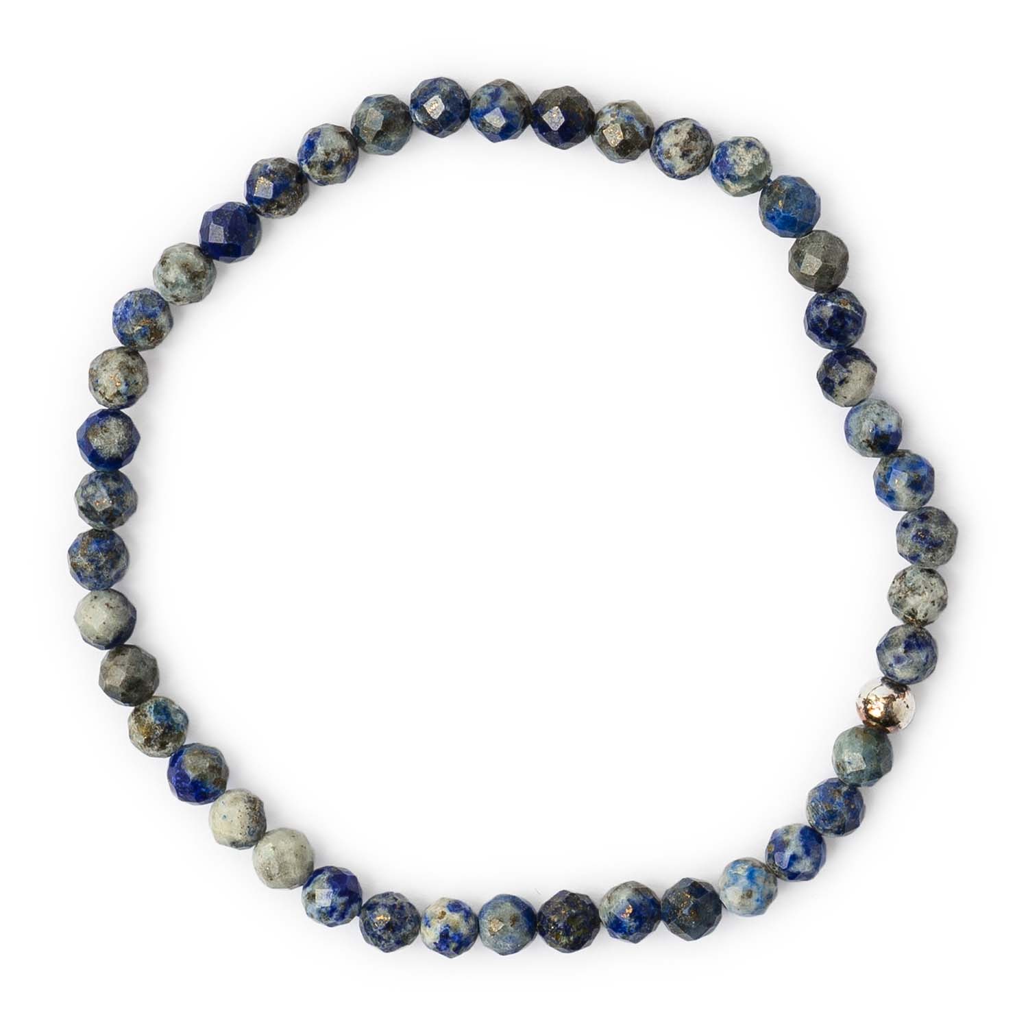 Bracelet en Lapis Lazuli Facetté 4mm avec Perle en Argent 925 – Bijou de Confiance et de Communication