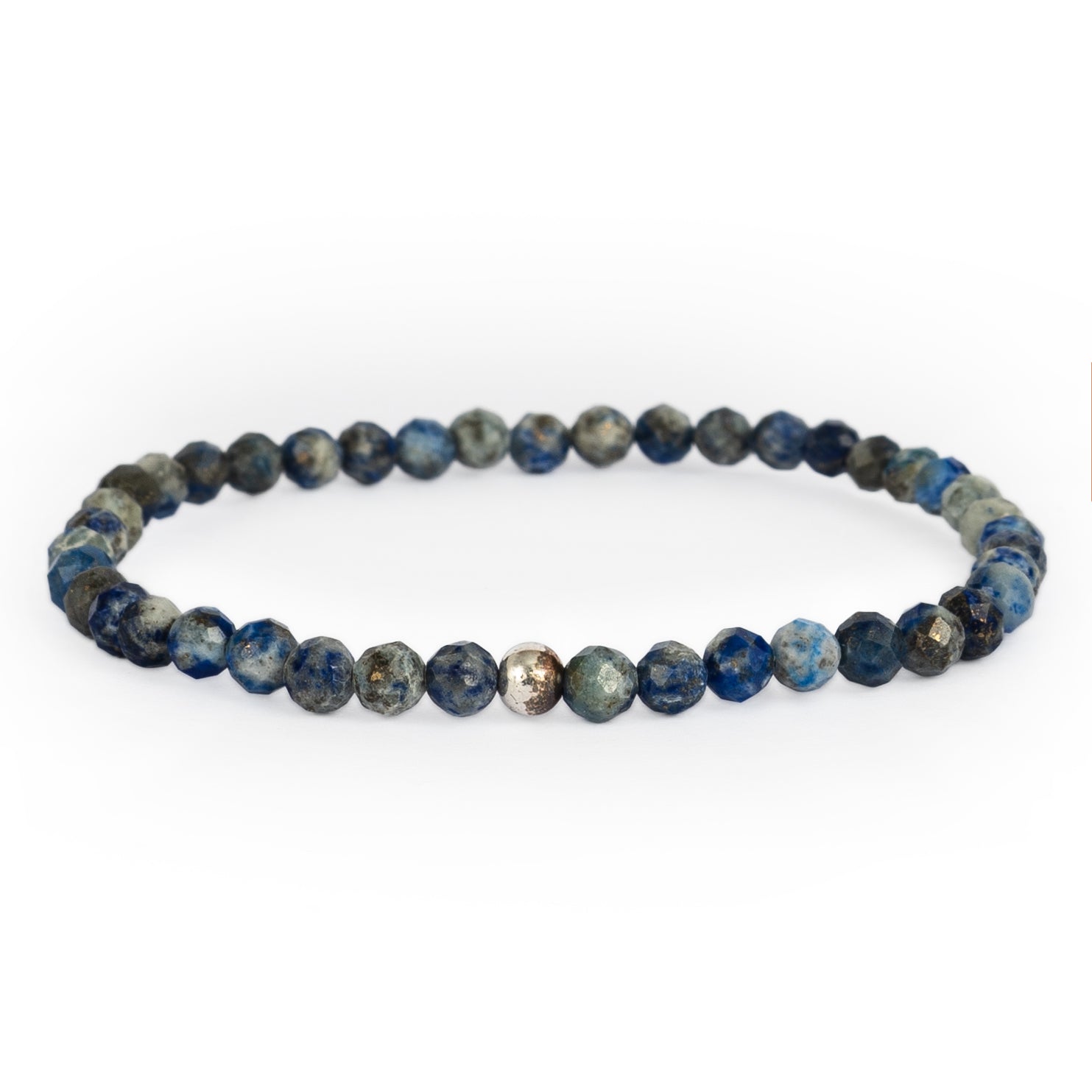 Bracelet en Lapis Lazuli Facetté 4mm avec Perle en Argent 925 – Bijou de Confiance et de Communication