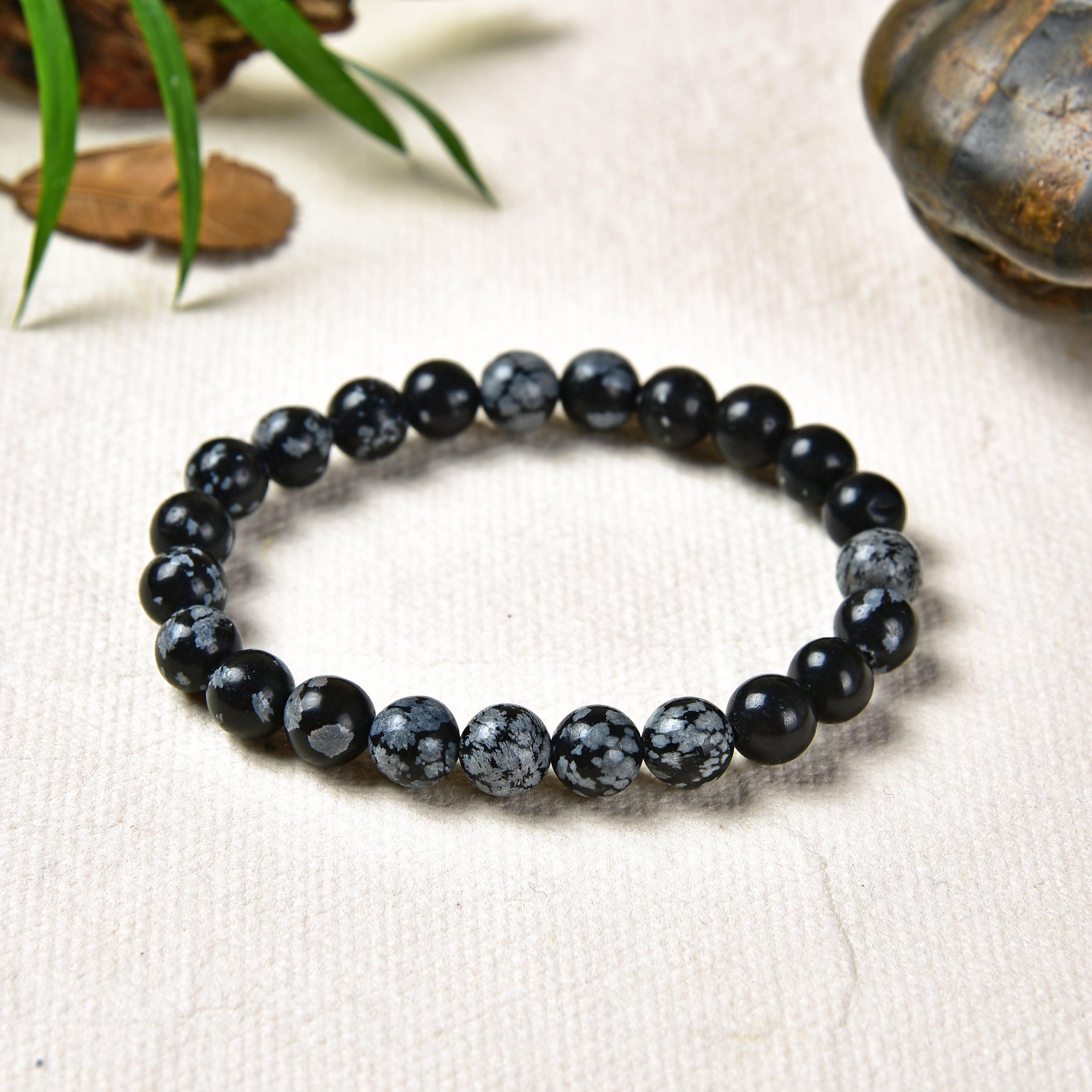 Bracelet en Obsidienne Snowflake Naturelle - Bijou Énergétique pour Protection et Équilibre