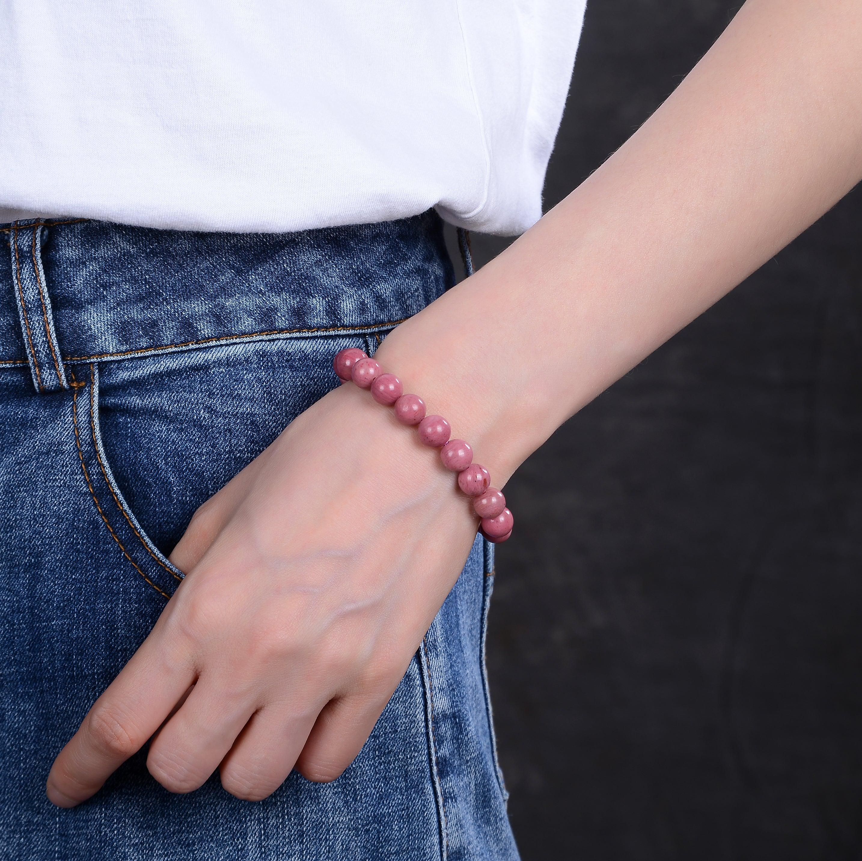 Bracelet en Rhodonite Naturelle - Bijou Énergétique pour Amour et Guérison Émotionnelle